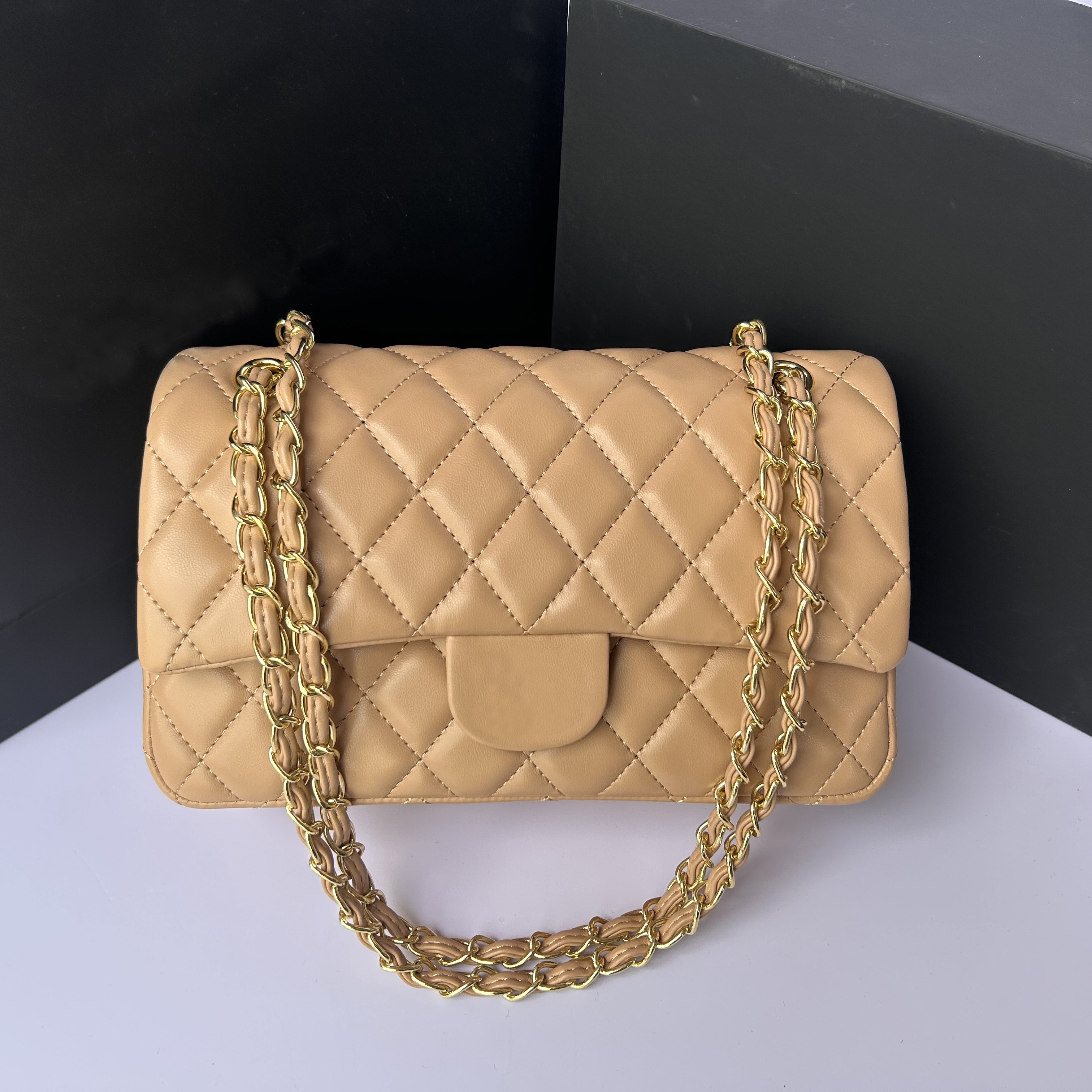 10A Top Tier Quality Jumbo Double Flap Bag Luxury Designer 25CM Real Leather Quality High Caviar Lambskin Classic All Black Purse Quilted Handbag Shoulde Bags