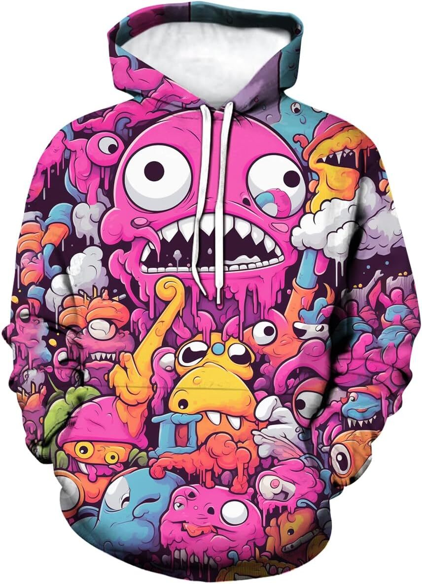 Hoodie for Mens Womens Mens Graffiti Hoodies Novelty Funny Graphic Hip-Hop Sweatshirt 3D Printed Pullover Graphic Hoodies sweatshirt keep warm