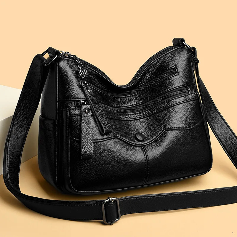 20024 Womens Cross border Bag Womens Fashion Mother Soft Leather Large Capacity Shoulder Bag Messenger Bag High Capacity 241008