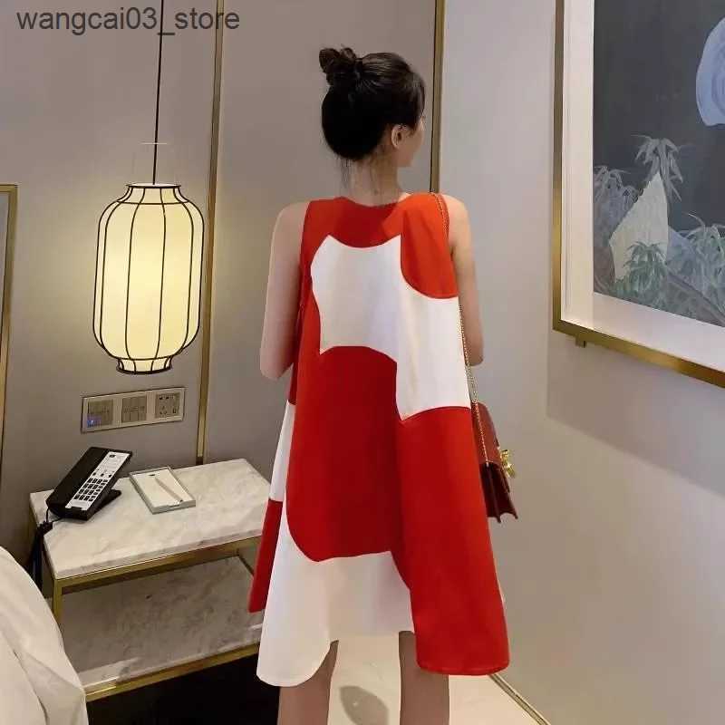 Maternity Dresses Maternity Dress Summer Korean Version Loose Maternity Dress Summer Long Holiday Pregnant Women dress Maternity Clothings L240910 L24