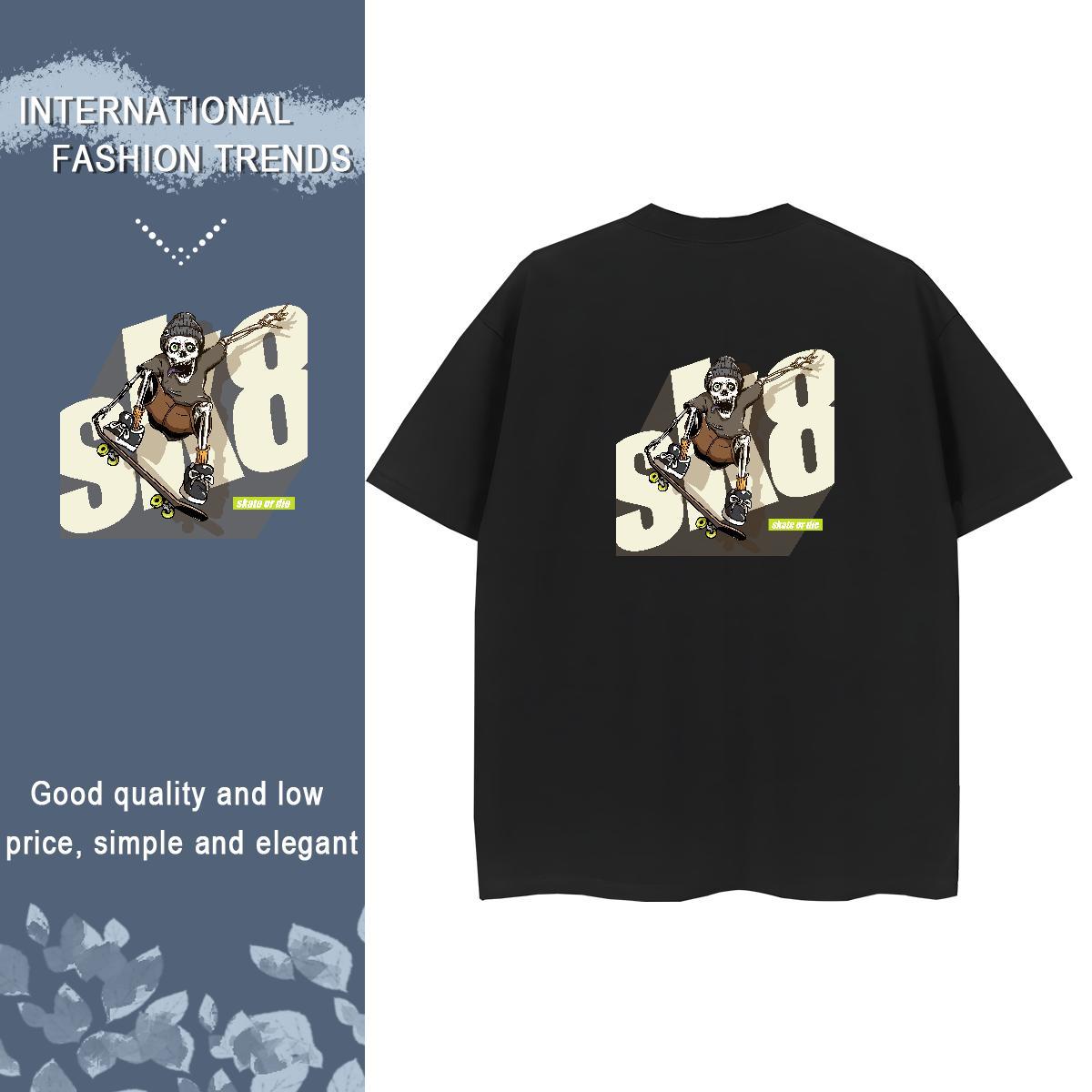 DIY Womens T Shirts 230g Cotton Crew Neck Hip Hop skull Womens Tshirts Designer Nice Custom Print Plus Size Clothings