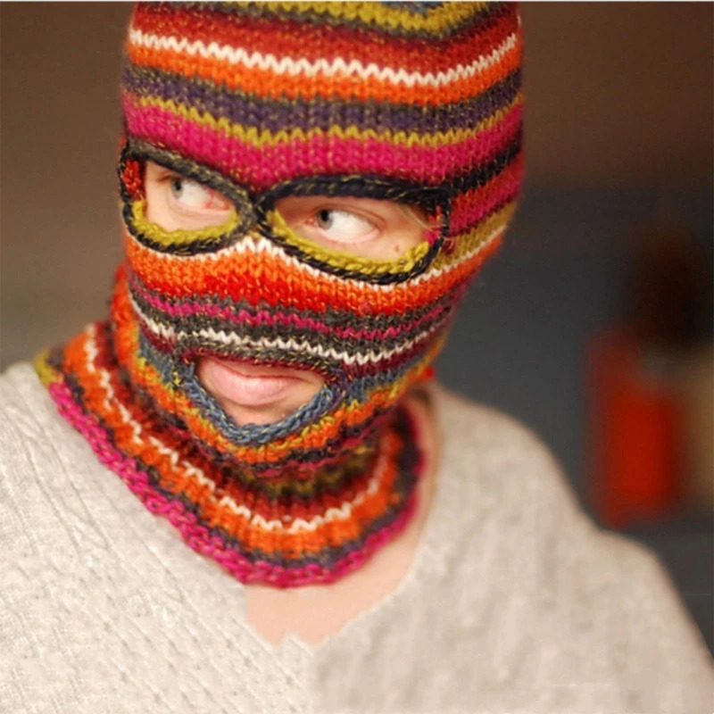 Balaclava Distressed Halloween Funny Face Mask Horror Hooded Party Hat Knitted Beanies 241009