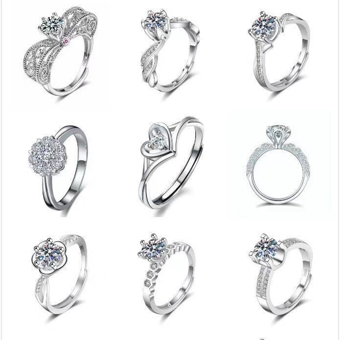 Free shipping S sier moissanite ring for women ic six claw love heart clover designer rings jewelry wholesale size ustable Free shipping
