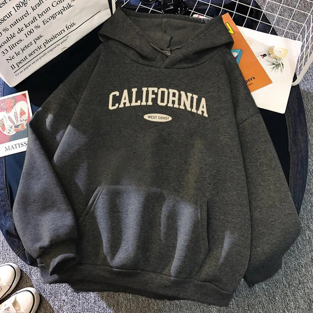 California West n Womens Hoody Hip Hop AllMatch Streetwear Pocket Crewneck Clothes Fleece Comfortable Female Hoodie 241009