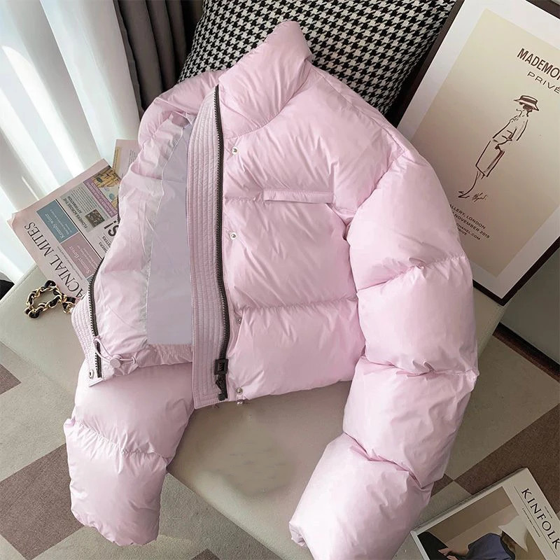 2024 Short Thick Cotton Padded ParkaPuffer Jacket Winter Women Stand Collar Zipper Parkas Coat Outwear 240930