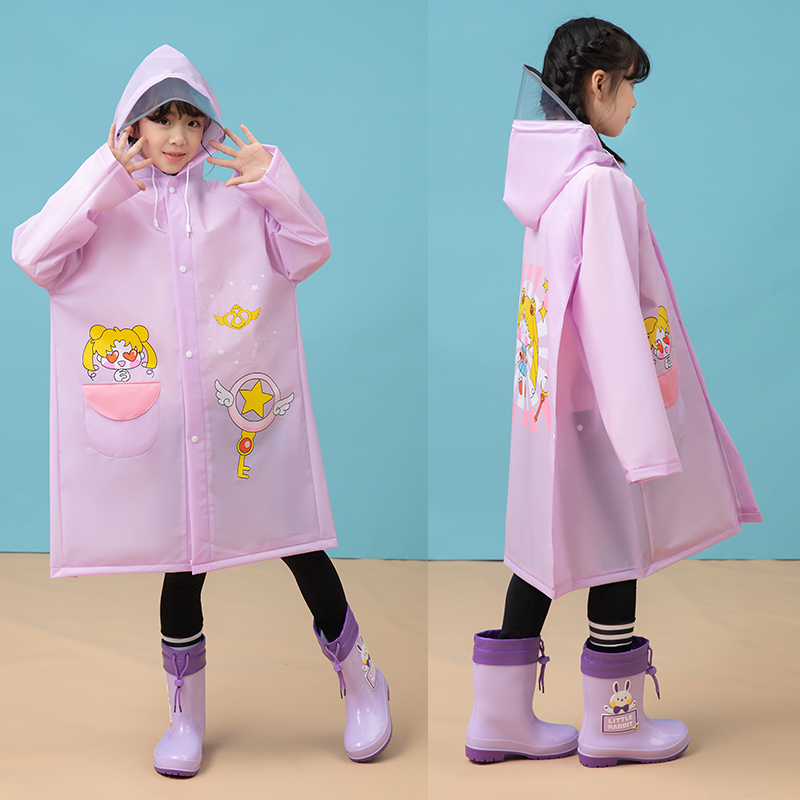 Folding children's hooded raincoat for easy travel