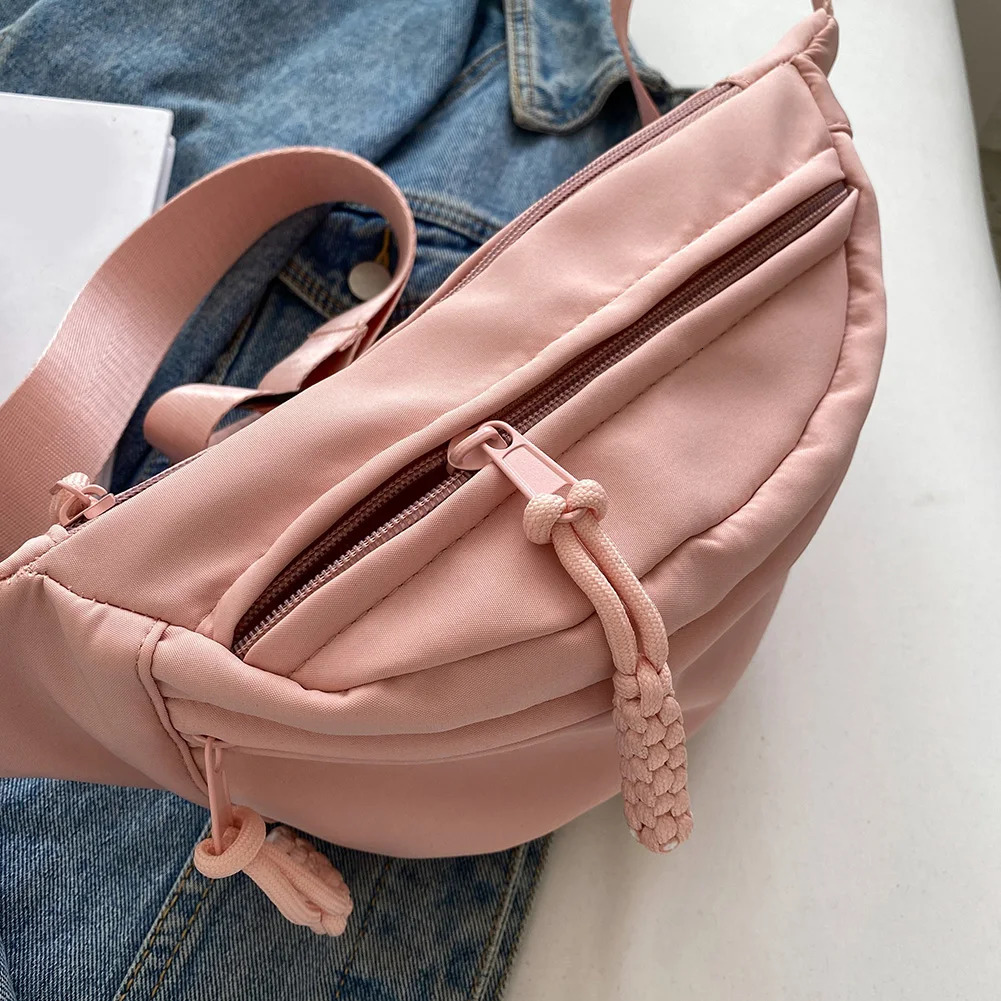 Womens suspender waist bag canvas fashionable running waist bag simple casual solid color portable waterproof waist bag 241008