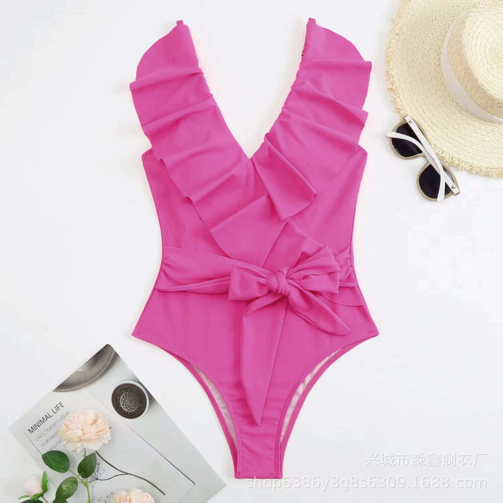 2022 New Sexy Flying Edge Strap Women's One-Piece Bikini Swimsuit