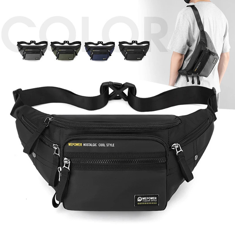 Mens waist Fanny bag with waterproof nylon multi-purpose sports travel hiking mens suspender chest bag Bum Hip bag 241008
