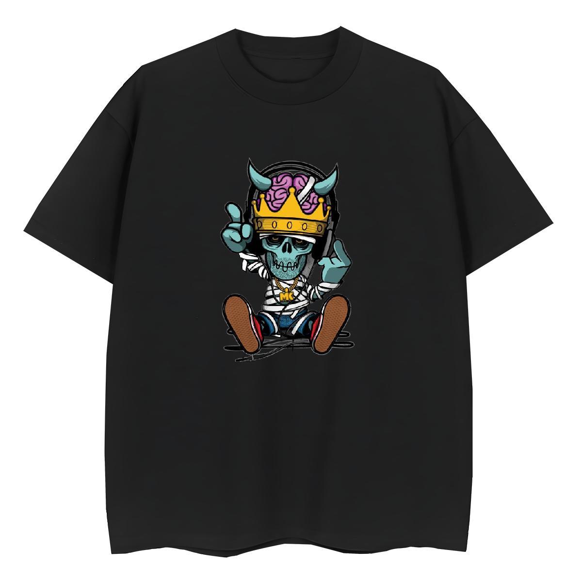 New T-Shirts for Women 100% Cotton 230g O Neck Short Sleeves High Street Hip Hop skull Womens Tshirts High quality Oversized L-4XL Top Tees