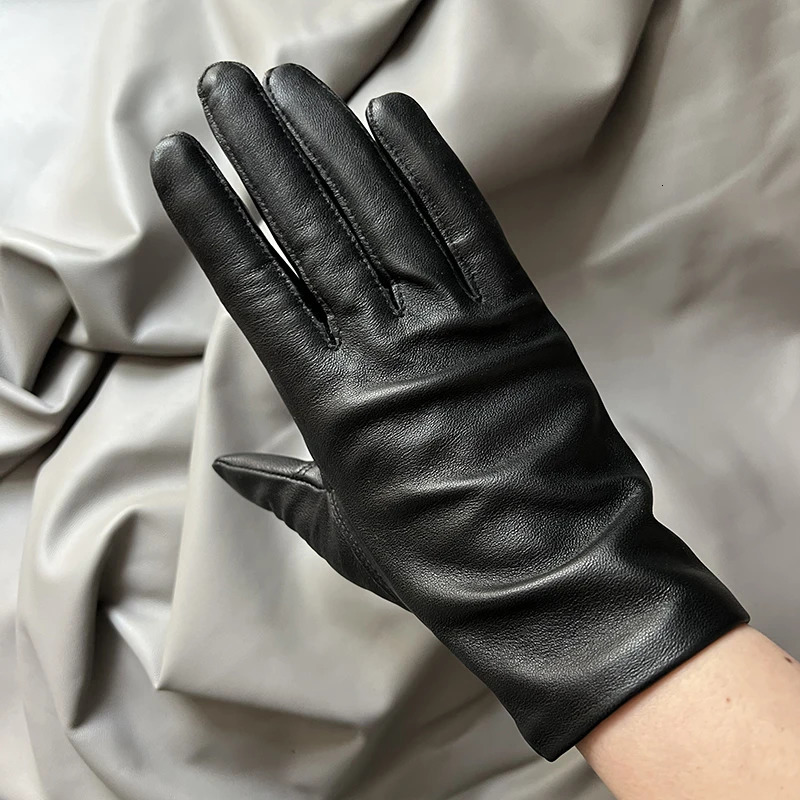 Elegant Womens Gloves Genuine Lambskin Leather Sheepskin Autumn and Winter Mens Fashion Short 34 Colors y240906