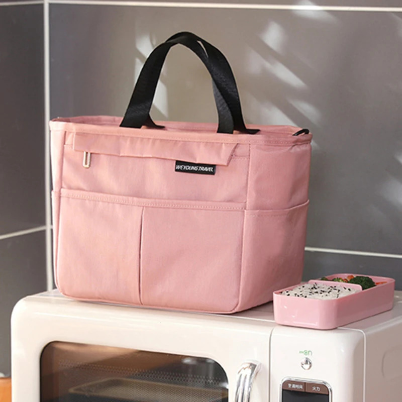 Portable lunch box insulated bag picnic food cooler bag large capacity shoulder bento storage bag 241008