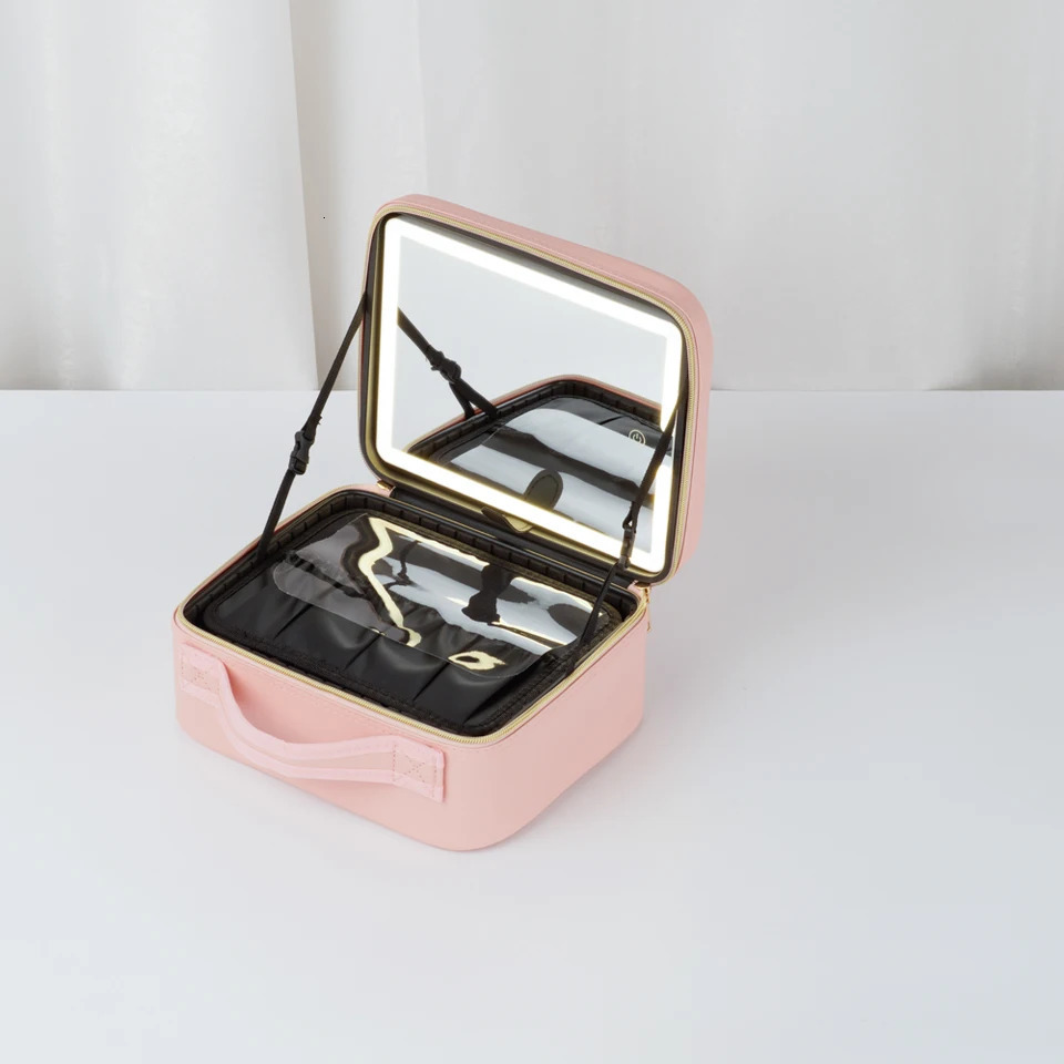 Professional makeup box with lighting and full screen mirror cosmetic storage bag fully loaded portable makeup artist brush beauty 241008
