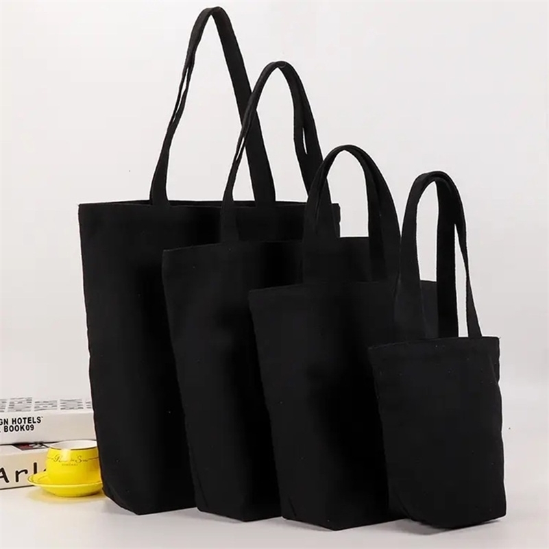 Handbag Black Canvas Student Single Shoulder Cotton Bag Gift Large Shopping Belt Pocket Cosmetic y240925