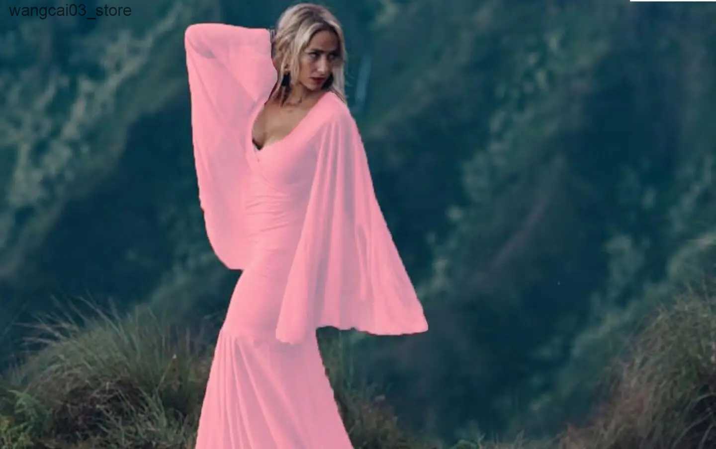 Maternity Dresses Maternity sexy loose trailing maxi dress Photography Lace Split Front White Dress for Photoshoot Dress Fashion Pregnancy Dress L2409