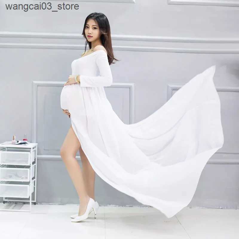 Maternity Dresses 2024 Fashion Maternity Photography Props Maternity Dresses Pregnant Clothes Chiffon Dress Photography Maternity Dress L240910