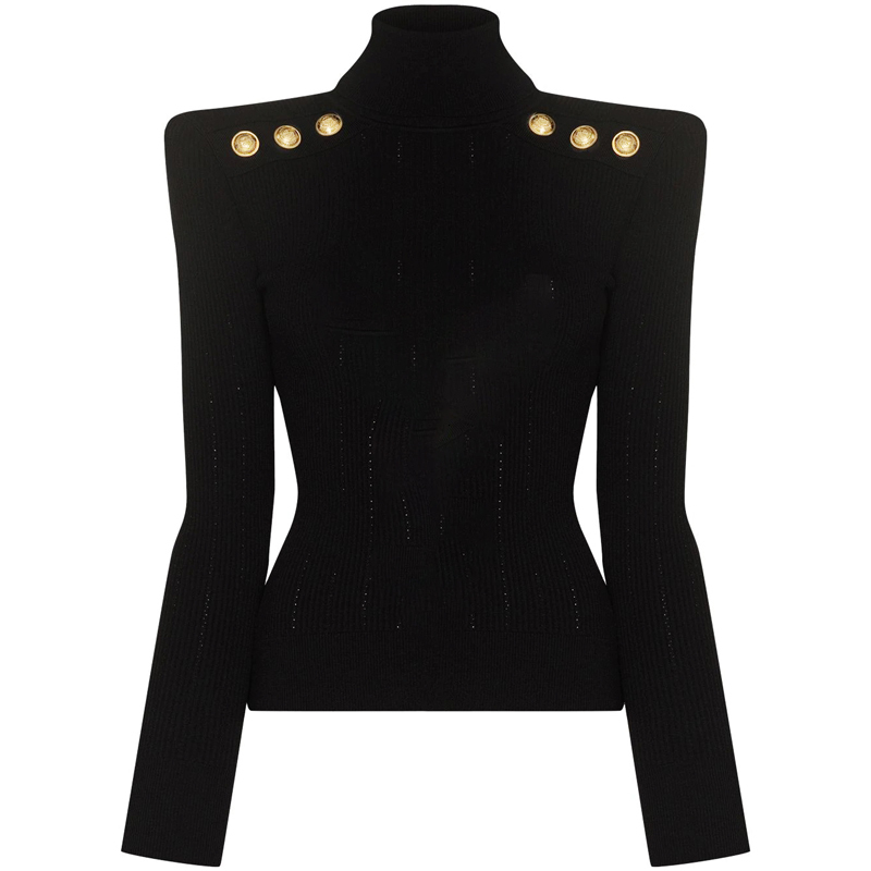 2022 Spring And Autumn New Button Turtleneck Long-Sleeved Bottoming Shirt Women's Slim Fit Pullover Sweater Top