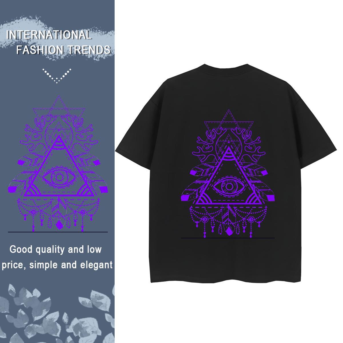 TOP Quality T-Shirts 100% Cotton 230g Crew Neck Hip Hop eye of the devil Woman Tshirt Soft DIY Logo Tops Shirt