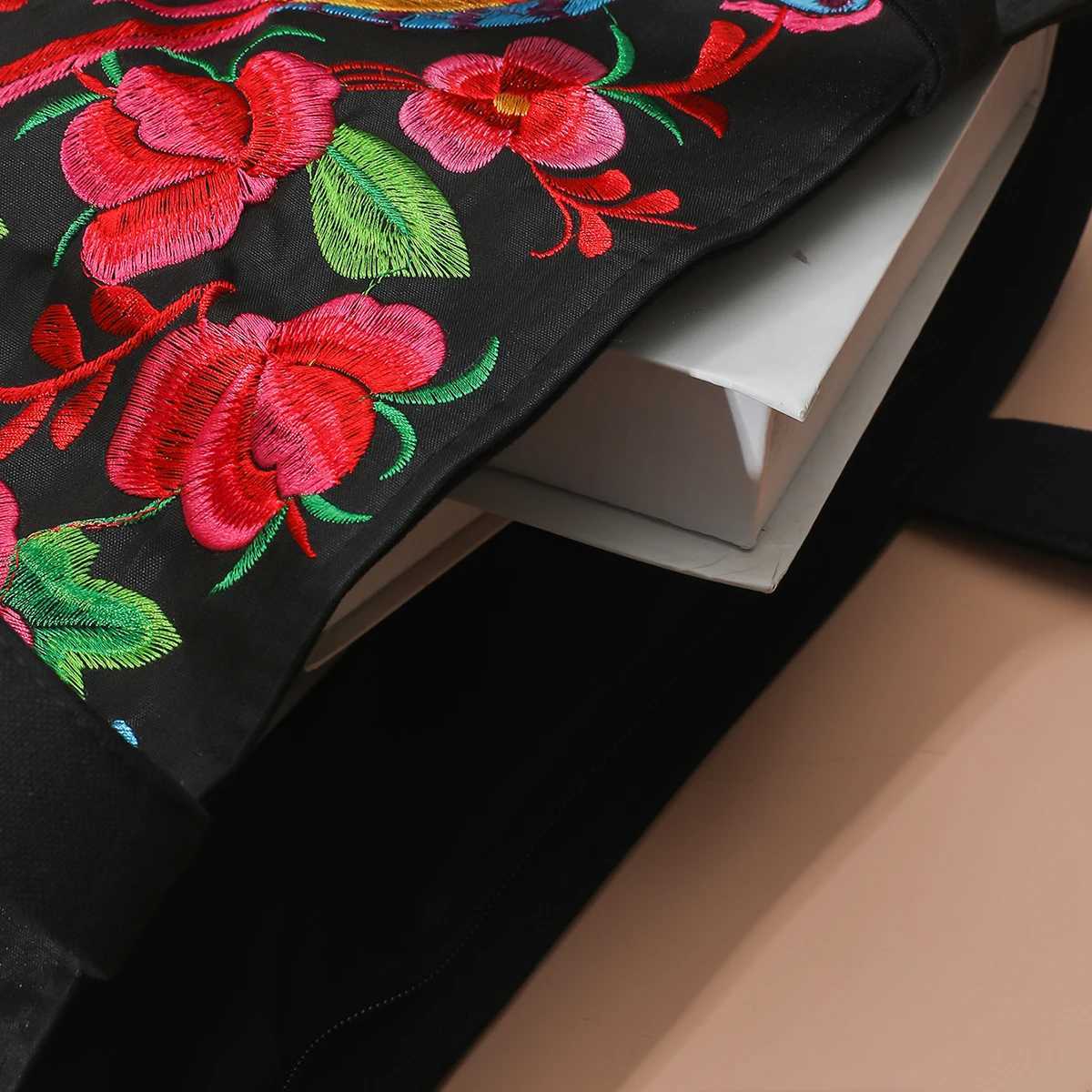 Ethnic Phoenix Embroidered Womens Shoulder Bag Receiver Embroidered Canvas Casual Bag Y241011