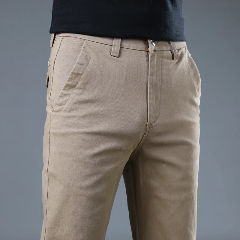 Casual mens 98% cotton gray khaki work pants Korean mens Y2k clothing jogging goods mens plus size business pants 240930