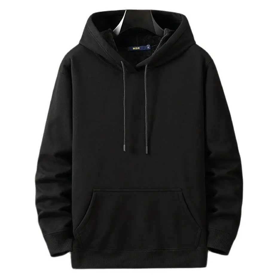 800g Heavy Weight Fashion Mens Hooded New Autumn/Winter Casual Thick Cotton Plus Size L-12XL Top Solid Color Hooded Sweatshir LX241011