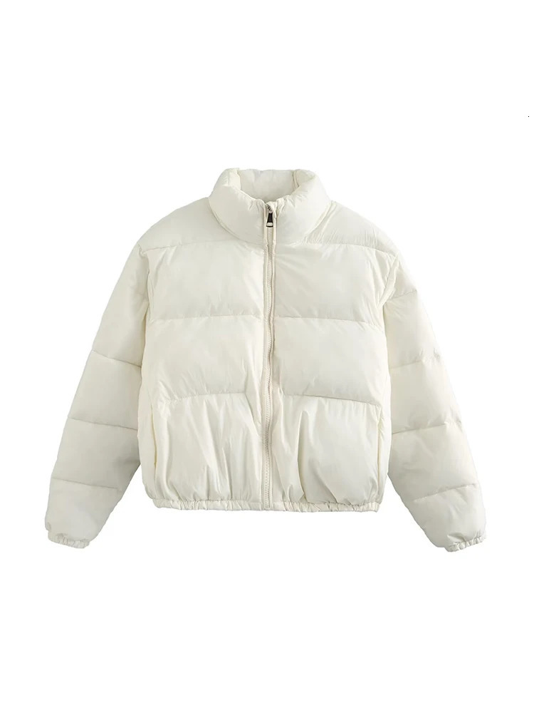 Vintage Women Brown Warm Puffer Jackets 2023 Winter Fashion Ladies Elegant Short Parka Casual Female Chic Green Outerwear 241009