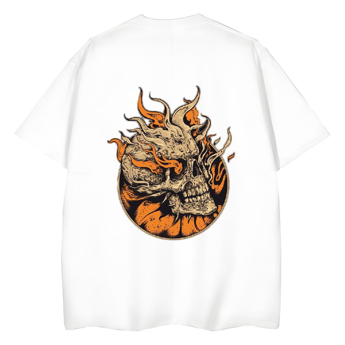 Custom T shirt 230g Pure Cotton Breathable Street skull Unisex Tshirts Soft Cartoon Floral Printing Clothes Shirt