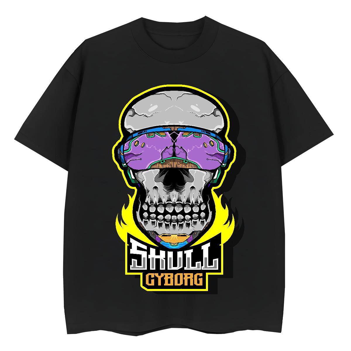 Classic T-Shirts 230g Pure Cotton Breathable Soft Street Casual skull Lady T shirt Wholesale Plus Size Cartoon Tshirts