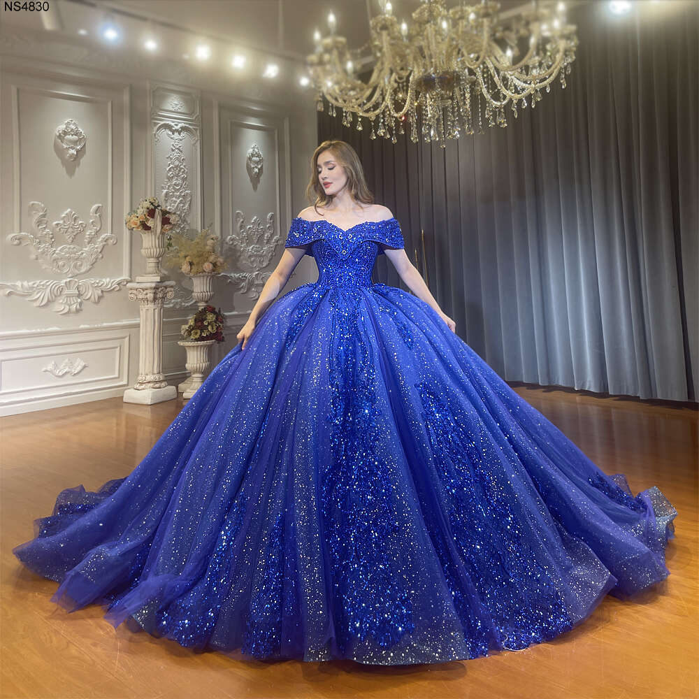 Royal Blue Off Shoulder Sixteen Girls Wedding Quinceanera Dress