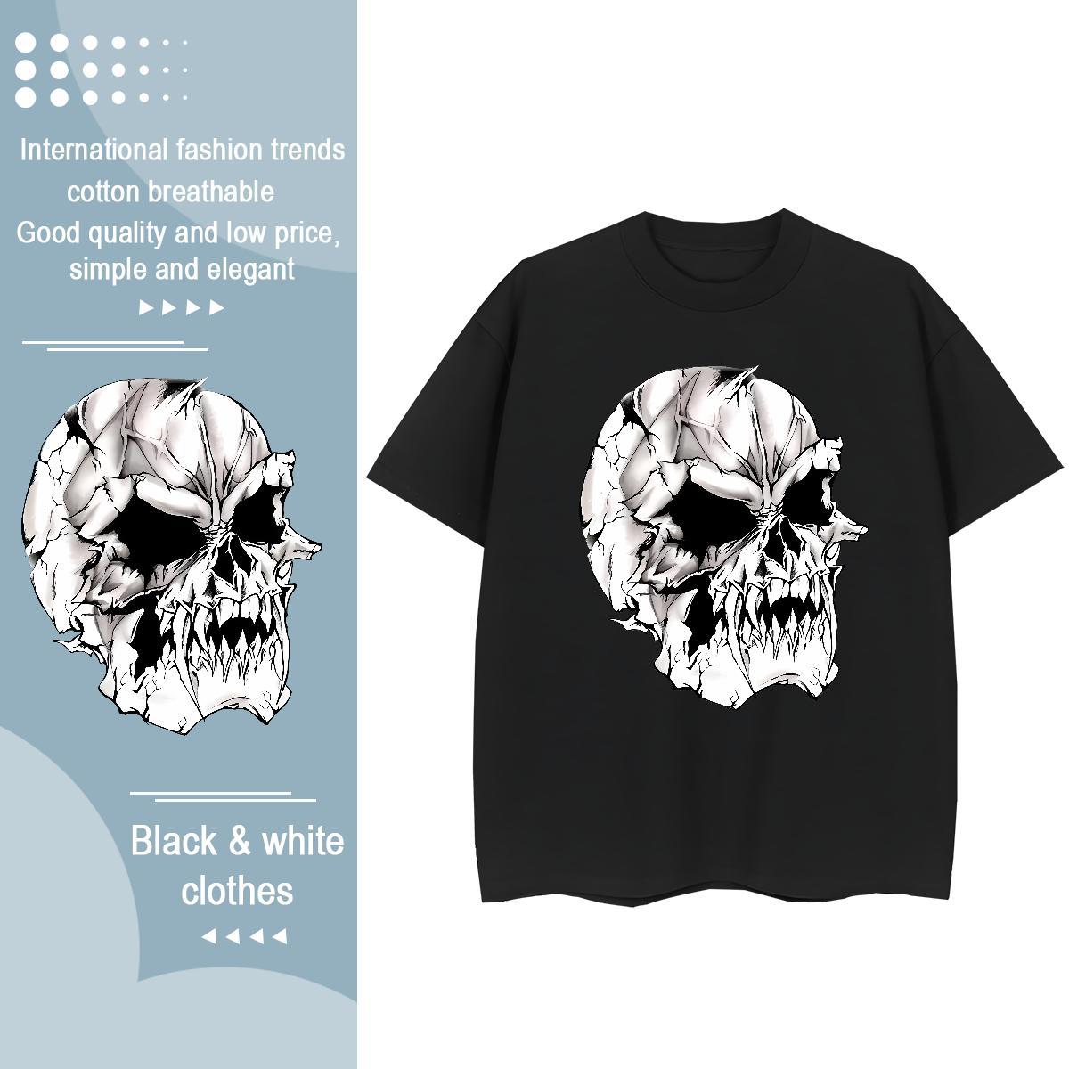 2024 DIY T Shirt For Woman 230g 100% Cotton Breathable Short Sleeve Street Casual monster Unisex Tshirts High quality Cartoon Floral Printing Tee Shir