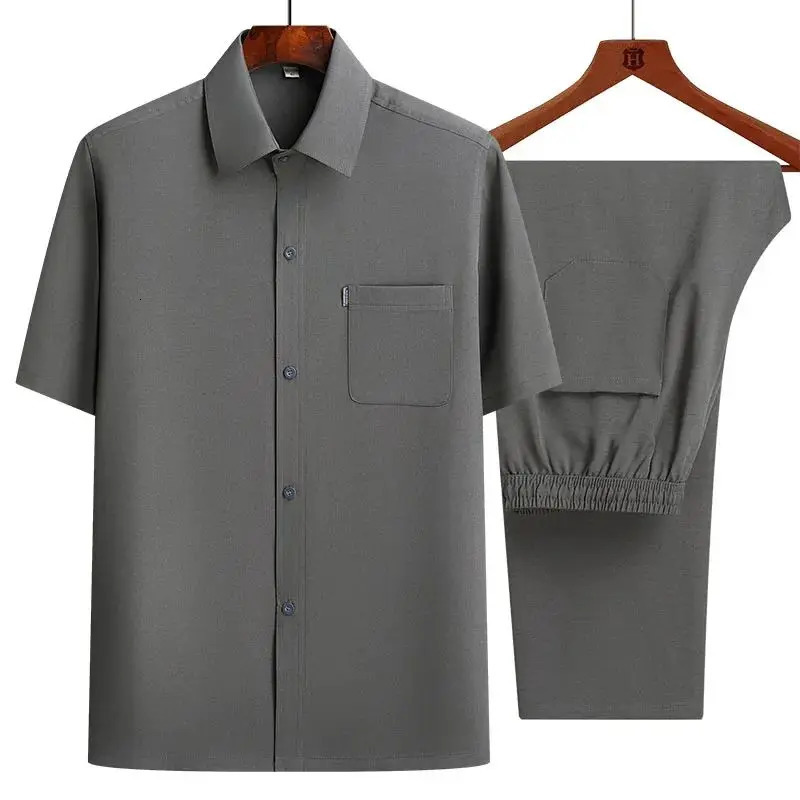 Shirtpants summer 100% pure cotton linen sports shirt mens casual set mens fashionable Chinese style shirt and mens horse pants M-4XL 240927