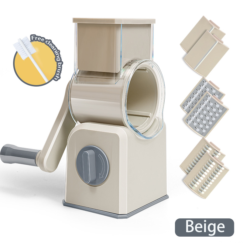 Rotary Cheese Grater Shredder Multifunction 3 in 1 Kitchen Speed Slicer Vegetable Shooter Potato Hashbrown Grinder for Nut Carrot Radish Cucumber