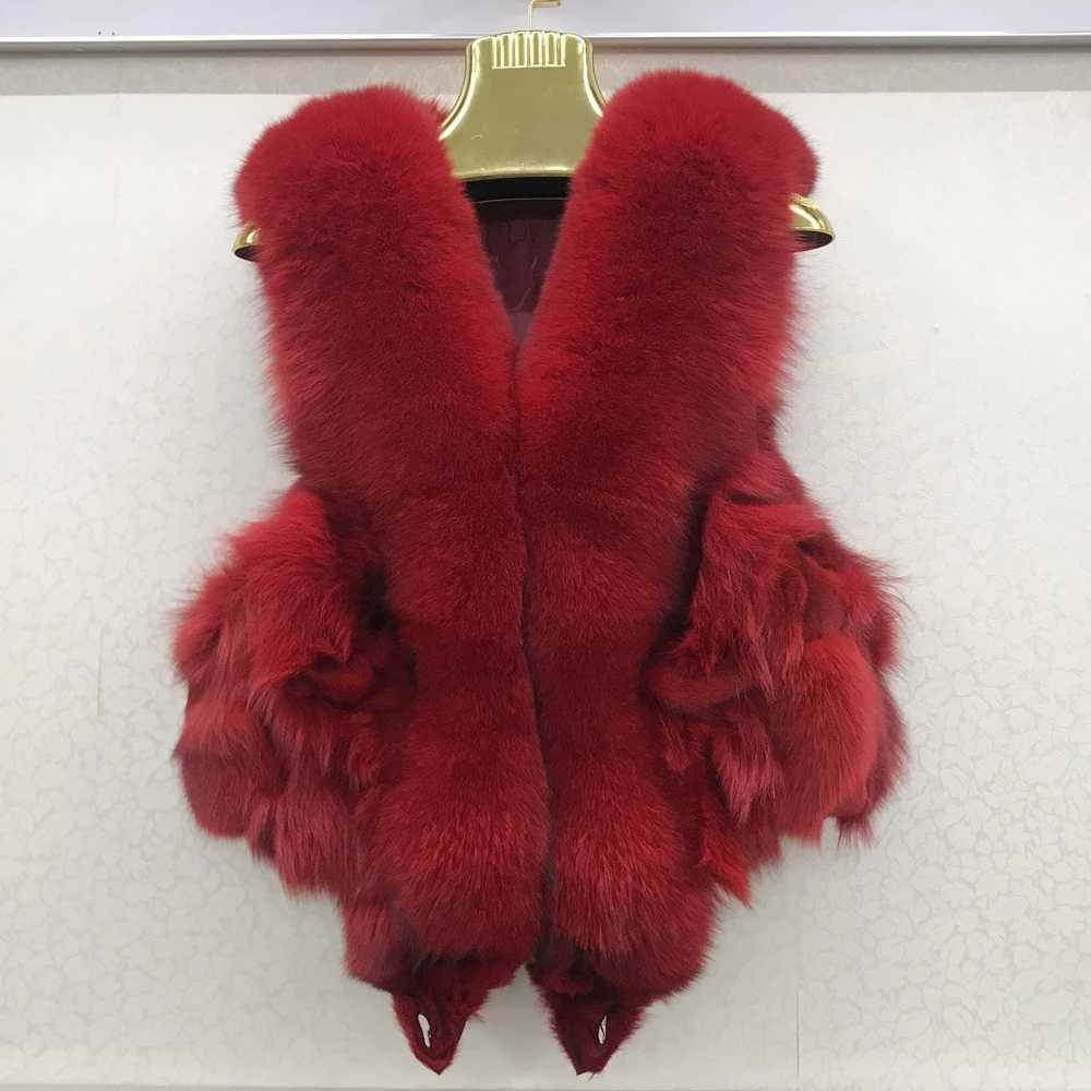 2024 hot selling womens 100% genuine fox fur vest natural soft fox fur sleeveless jacket womens high-quality warm fox fur vest W241010