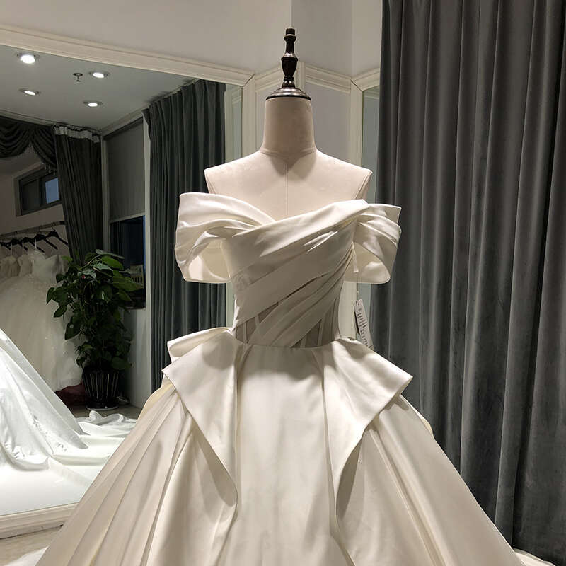 SL-8492 gowns plus size bride robe vintage satin wedding dress 2022 ball gown mariage bridal dresses