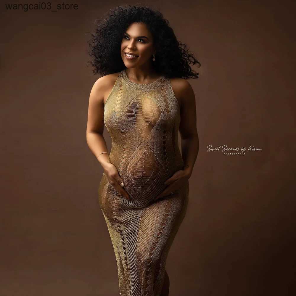 Maternity Dresses Maternity Photography Props Dresses Sexy Knitted Crochet Long Dress For Photo Shoot Photography For Women L240910