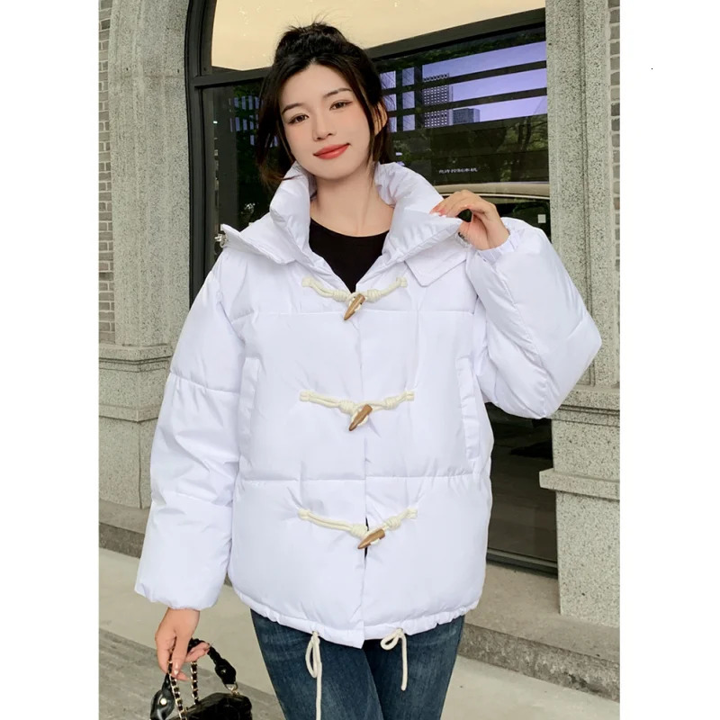 White down jacket womens coat green hooded fashion American streetwear Y2K style down jacket womens winter short jacket 241009