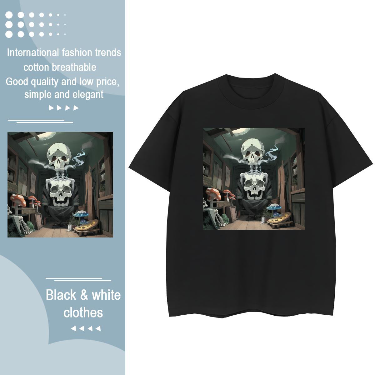 New Arrival T Shirts Women 230g 100% Cotton Crew Neck Outdoor skull Womens Tshirts Loose fit White Plus Size Tops