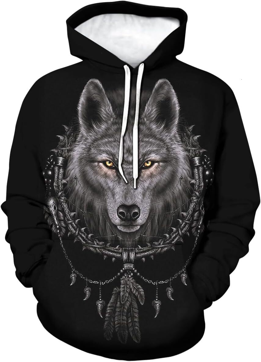 Hoodie for Mens Womens Wolf Graphic 3D Print Fashion Design Mens Hoodies Hooded Sweatshirt For Unisex Graphic Trendy Fashion