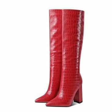 Crocodile Long Fashion Boots For Women With Pointed Toes Slim High Heels High-heeled Boots Fashion Boots Martin Boots Large 240826