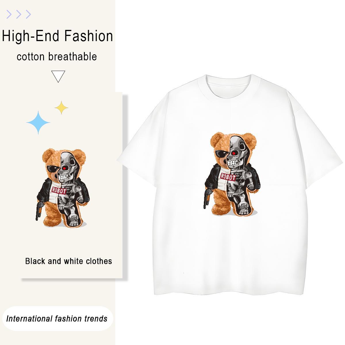 Classic T-Shirts for Women 100% Cotton 230g Short Sleeve O-Neck Casual skull Tshirt for Man Woman 5A Custom Printed Top Tees