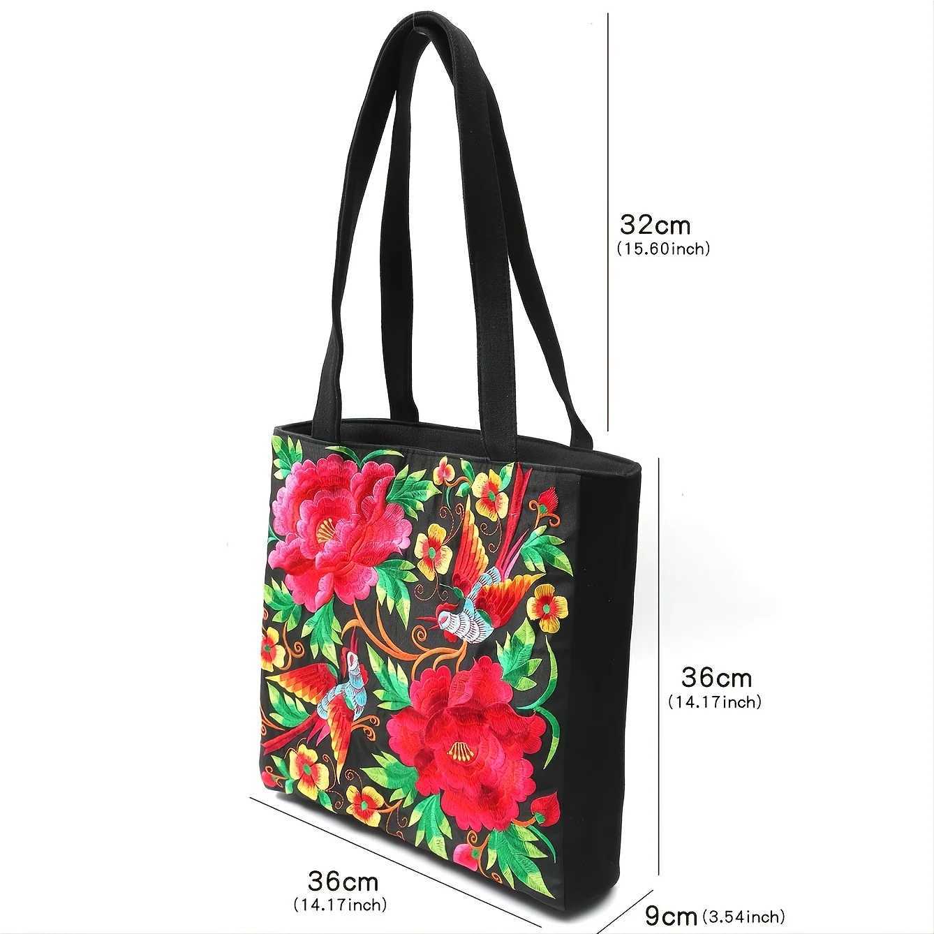 Ethnic Phoenix Embroidered Womens Shoulder Bag Receiver Embroidered Canvas Casual Bag Y241011