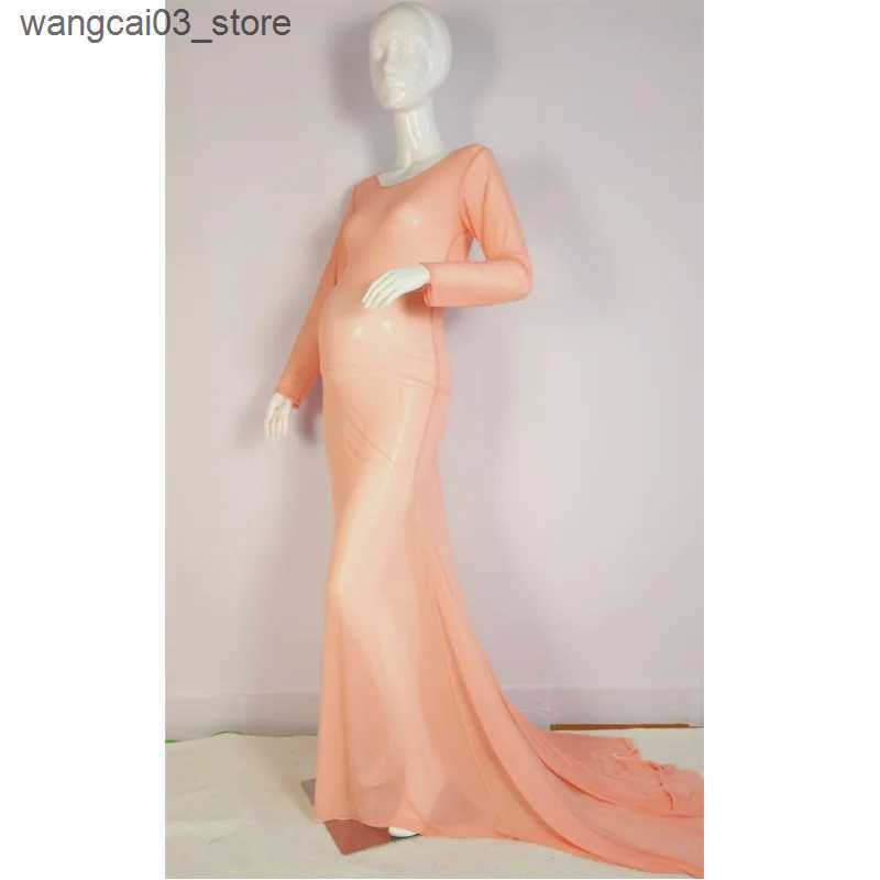 Maternity Dresses Tulle Bodysuit Pregnancy Dress Mesh Fabric Long Sleeve Stretch Women Maternity Outfit Slim Fit Style Skirt For Photo Shoot L240910