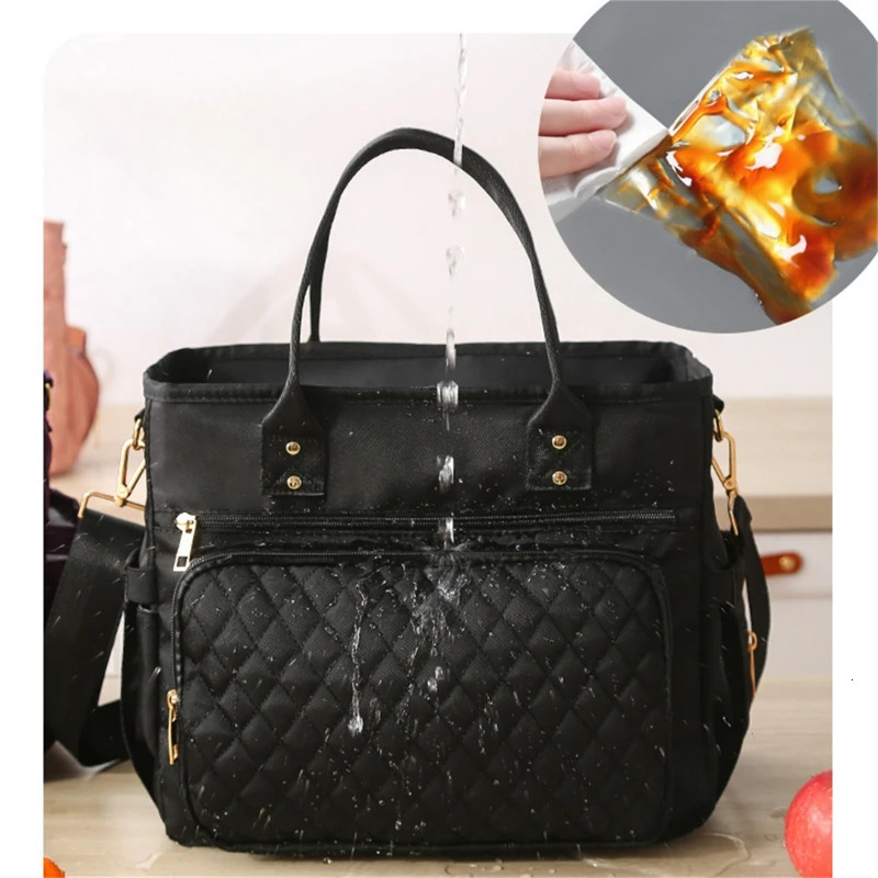 Large capacity fashionable bento work lunch insulated waterproof portable storage bag travel picnic handbag 241008 6332 4