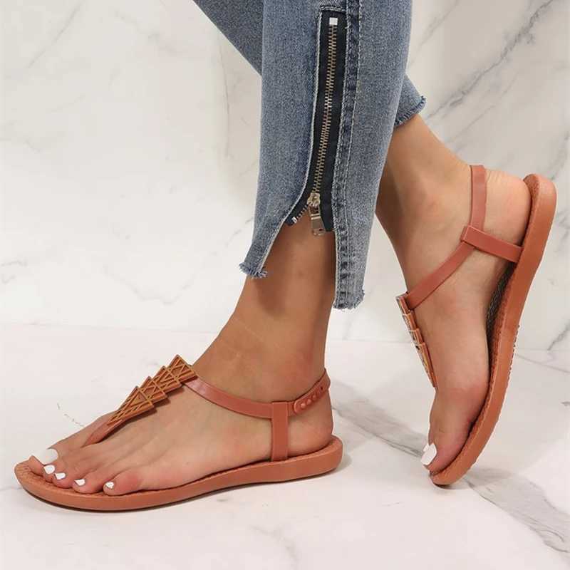 2024 new summer beach shoe jacket with herringbone flap Roman flat shoes for women Y241011
