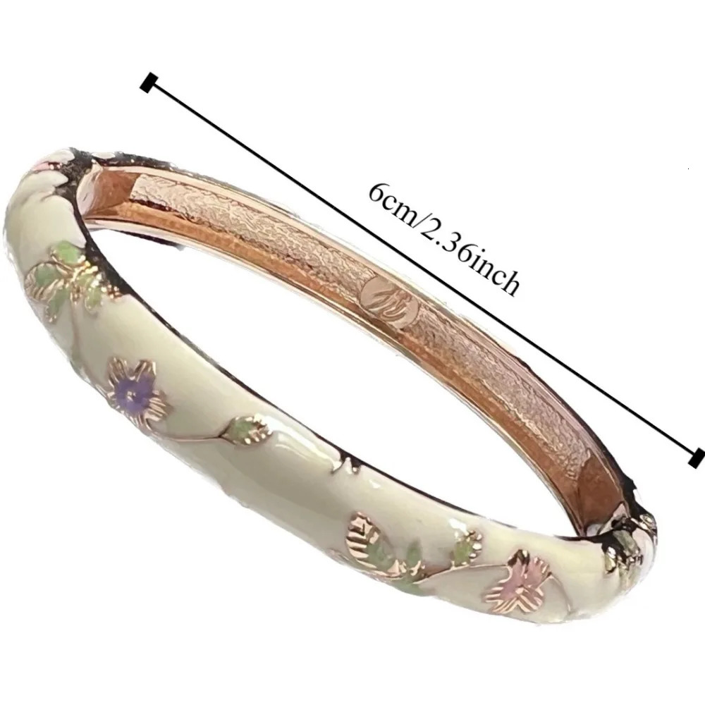 Enamel China Cloisone Bracelet Double Bracelet China Peony Filigree Flower Bracelet Traditional Retro Womens Bracelet 241007