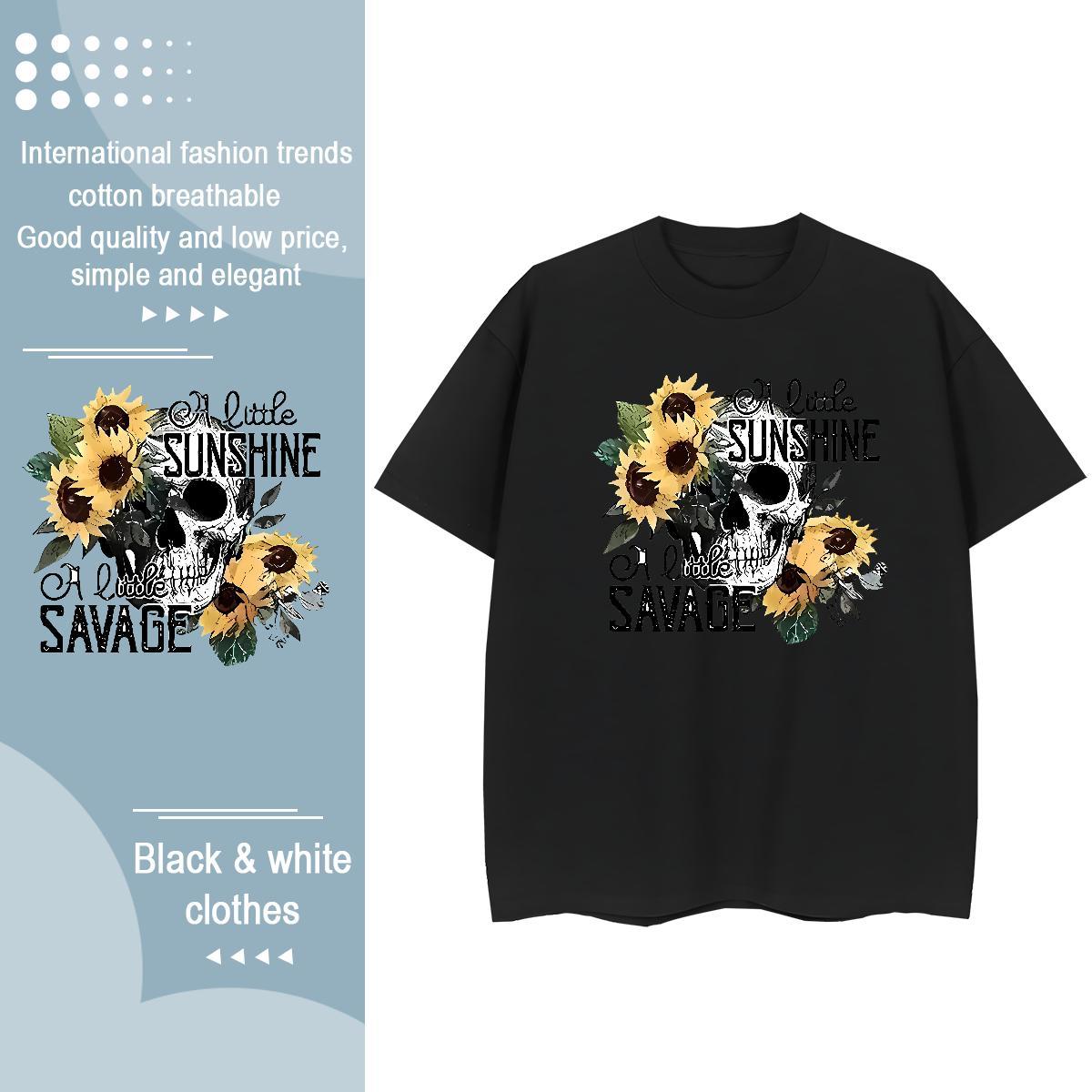 Fashion Casual T Shirt For Woman 100% Cotton 230g Crew Neck Hip Hop Street flower Woman Tshirt Designer Custom Printing Wear