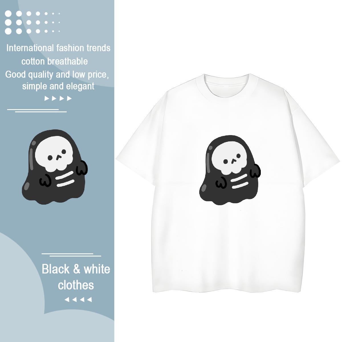 2024 Casual T Shirt For Woman 230g Cotton Breathable High Street Hip Hop skull Women Tees Popular Graphic Top Shirts