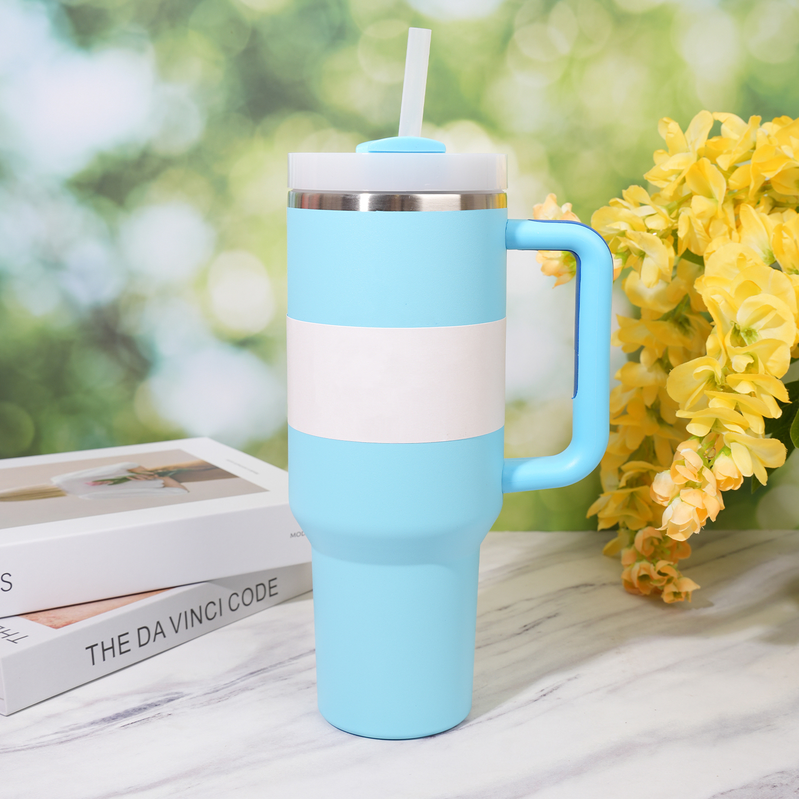 Christmas Magnolia Pink Rose Floral Cups 40Oz Stainless Steel Tumblers With Handle Lid And Straw Travel Car Mugs Clean Slate Warm Cool Serene Water Bo