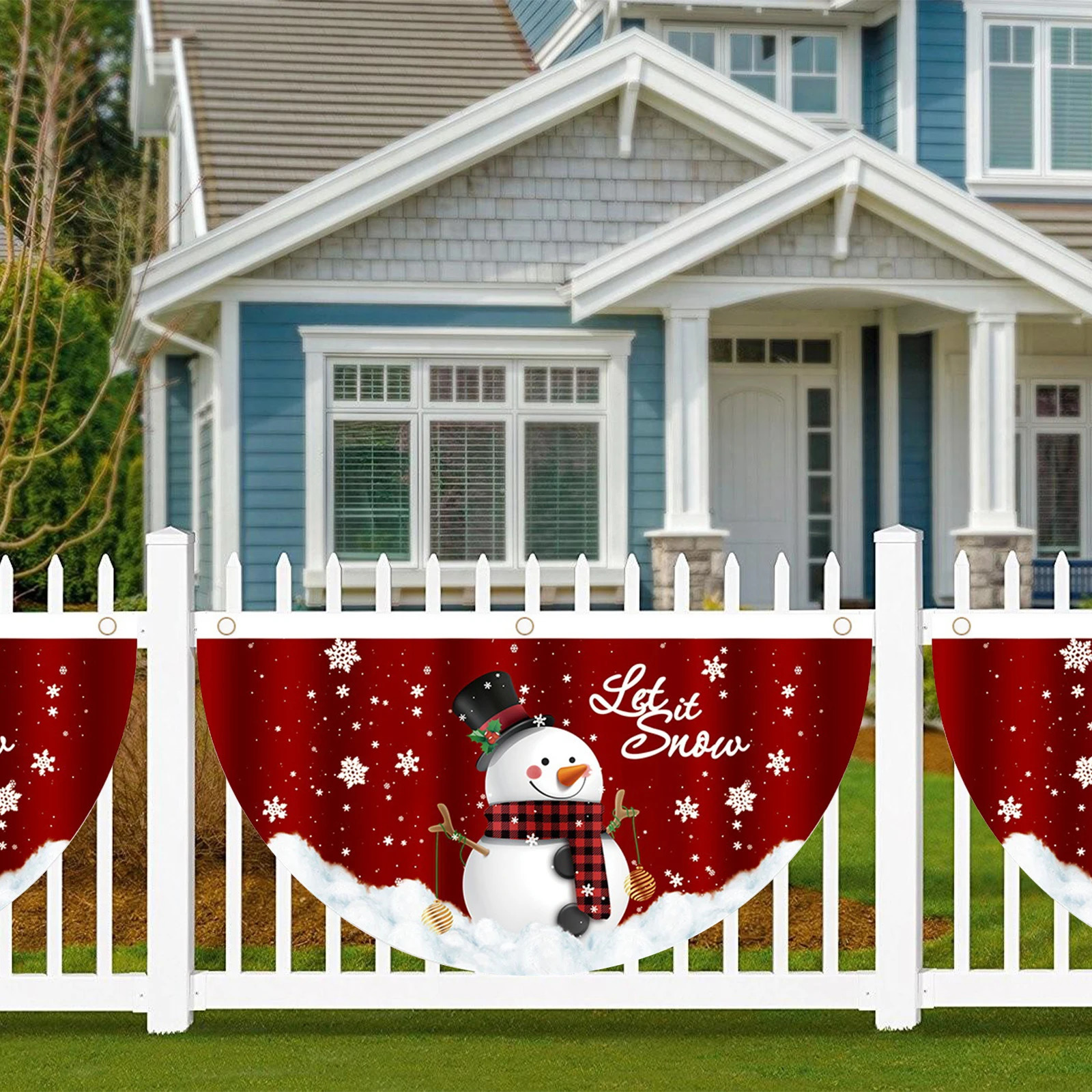 Christmas Outdoor FanShaped Flag Banner Decor For Home 2024 Drop Ornament Xmas Navidad Gift Year 240925