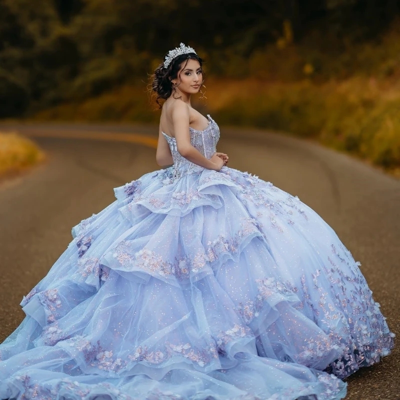Sexy Off the Shoulder Shiny Quinceanera Dresses Sequin Lace Applique Tulle Beads Ball Gown Birthday Party Sweet 16 Vestidos De 15 Anos